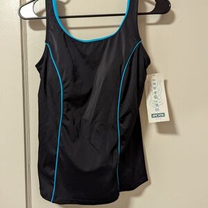 Amoena Black Tankini with Blue Trim Size 10